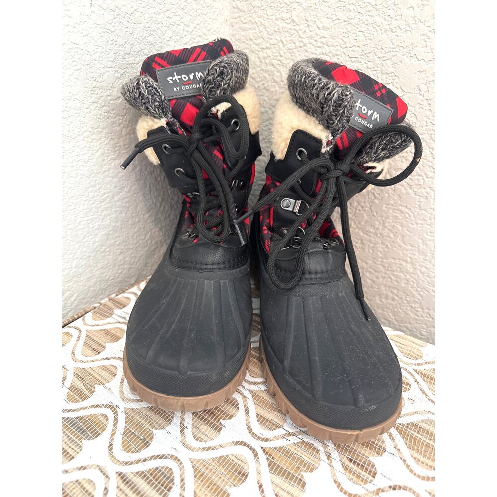 Storm by Cougar Black and Red Plaid WaterProof Snow/Rain Boots Size 9M